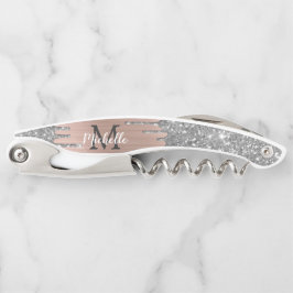 Silver Glitzer Tropfen Rose Gold Metalle Monogramm Kellnermesser