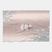 Silver Glitzer Tropfen Rose Gold Monogram Cupcake Geschirrtuch (Horizontal)
