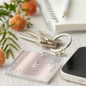 Silver Glitzer Tropfen Rose Gold Monogram Cupcake Schlüsselanhänger (Vorderseite rechts)