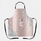 Silver Glitzer Tropfen Rose Gold Monogram Cupcake Schürze (Vorderseite)