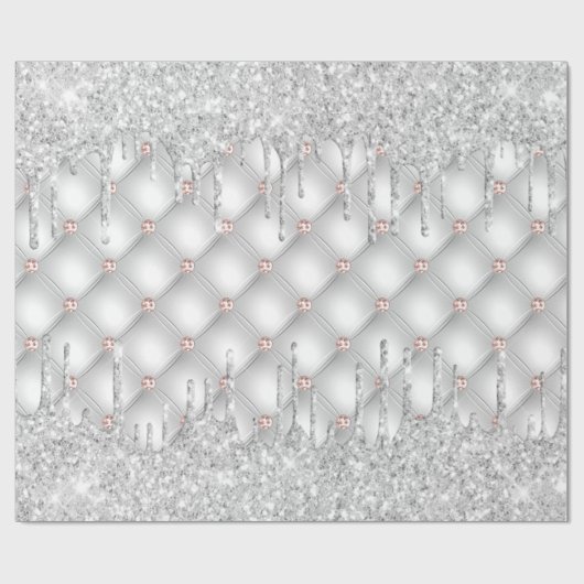 Silver Glitzer Tropfen Rose goldfarben funkeln Lux Geschenkpapier (Flach)