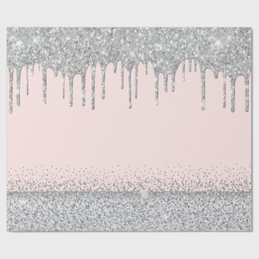 Silver Glitzer Tropfen Rose Goldfunkel Geschenkpapier (Flach)