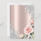 Silver Glitzer Tropfen Rose Rose Gold 75. Einladung (Rückseite)