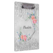 Silver Glitzer Tropfen rot Rosa Blumenname Klemmbrett (Rechts)