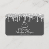 Silver Glitzer Tropfen Silver Cupcake Bäckerei Visitenkarte (Vorderseite)