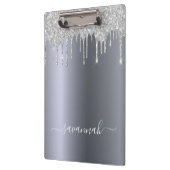 Silver Glitzer Tropfen Skript Name elegant Klemmbrett (Links)