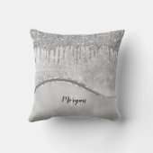 Silver Glitzer Tropfen & Sparkle, Name und Monogra Kissen (Rückseite)