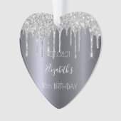 Silver Glitzer Tropfen Sweet 16 Ornament (Vorderseite)
