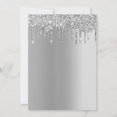 Silver Glitzer Tropfen Trendy Elegante Moderne Hoc Einladung (Rückseite)
