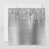 Silver Glitzer Tropfen und Foil 60. Geburtstag Einladung (Rückseite)