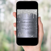 Silver Glitzer Tropfen Wald Weihnachten Party Einladung