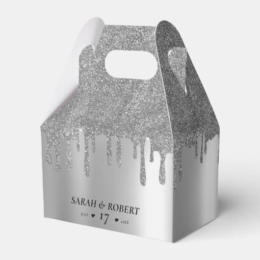 Silver Glitzer Tropfen Wedding Geschenkschachtel (Rückseite)