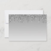 Silver Glitzer Tropfen Wedding RSVP Karte (Rückseite)
