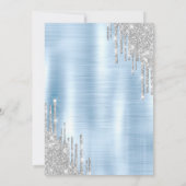 Silver Glitzer Tropfens Blue Metallic 80. Geburtst Einladung (Rückseite)