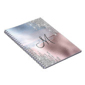 Silver Glitzer Tropfens Blue Rose Gold Metallic Notizblock (Rechte Seite)