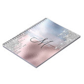 Silver Glitzer Tropfens Blue Rose Gold Metallic Notizblock (Linke Seite)