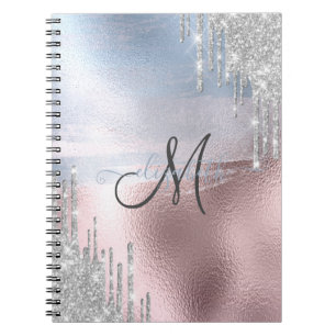 Silver Glitzer Tropfens Blue Rose Gold Metallic Notizblock