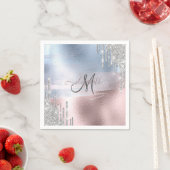 Silver Glitzer Tropfens Blue Rose Gold Metallic Serviette (Beispiel)