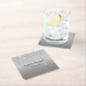 Silver Glitzer Tropfens Glam Elegante Hochzeit Rechteckiger Pappuntersetzer (Vor Ort)