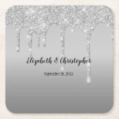 Silver Glitzer Tropfens Glam Elegante Hochzeit Rechteckiger Pappuntersetzer (Vorderseite)