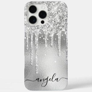 Silver Glitzer Tropfens Glam Signature iPhone 16 Pro Max Hülle