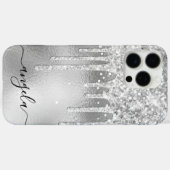 Silver Glitzer Tropfens Glam Signature Case-Mate iPhone Hülle (Rückseite (Horizontal))
