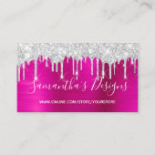 Silver Glitzer Tropfens Hot Pink Foil Online Store Visitenkarte (Vorderseite)