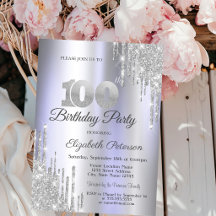 Silver Glitzer Tropfens Lila 100. Geburtstag
