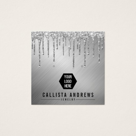 Silver Glitzer Tropfens Logo-Werbekarte (Vorderseite)