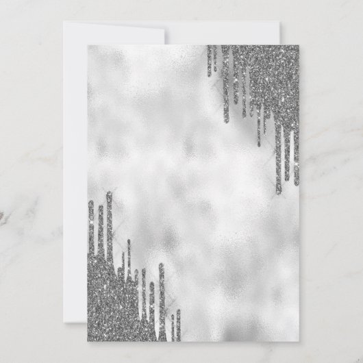 Silver Glitzer Tropfens Martini Bow Brautparty Einladung (Rückseite)