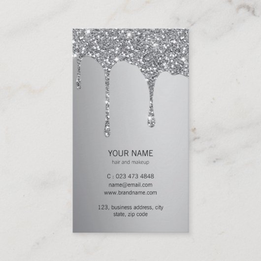 Silver Glitzer Tropfens Metallic Shine Makeup Arti Visitenkarte (Vorderseite)