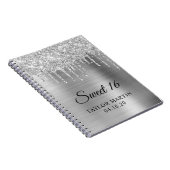 Silver Glitzer Tropfens Metallic Sweet 16 Guest Notizblock (Rechte Seite)