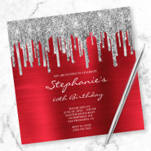 Silver Glitzer Tropfens Red Foil 60. Geburtstag