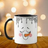 Silver Glitzer Tropfens Snowman Face Holiday Tasse