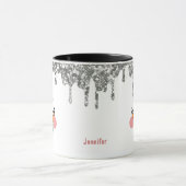 Silver Glitzer Tropfens Snowman Face Holiday Tasse (Zentrum)