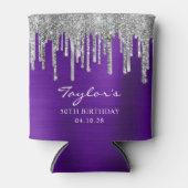 Silver Glitzer Tropfens Violet Lila 50. Geburtstag Dosenkühler (Vorderseite)