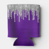 Silver Glitzer Tropfens Violet Lila 50. Geburtstag Dosenkühler (Rückseite)