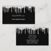 Silver Glitzer Tropfens White Black Elegante Girly Visitenkarte (Vorne/Hinten)