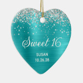 Silver Glitzer Türkis Blue Foil Sweet 16 Foto Keramik Ornament (Rechts)