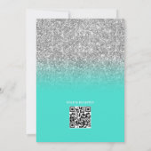 Silver Glitzer Türkis QR Code Brautparty Einladung (Rückseite)