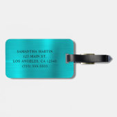 Silver Glitzer Türkise Blue Foil Extravagant Monog Gepäckanhänger (Rückseite horizontal)
