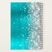 Silver Glitzer Türkise Blue Foil Girly Signature Notizblock (Rückseite)