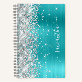 Silver Glitzer Türkise Blue Foil Girly Signature Notizblock