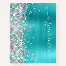 Silver Glitzer Türkise Blue Foil Girly Signature Notizblock