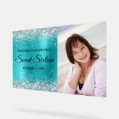 Silver Glitzer Turquoise Blue Foil 16 . Geburtstag Acrylschild (Winkel)