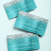 Silver Glitzer Turquoise Blue Foil Online Store Visitenkarte
