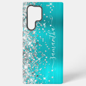 Silver Glitzer Turquoise Blue Girly Signature Samsung Galaxy Hülle (Rückseite)