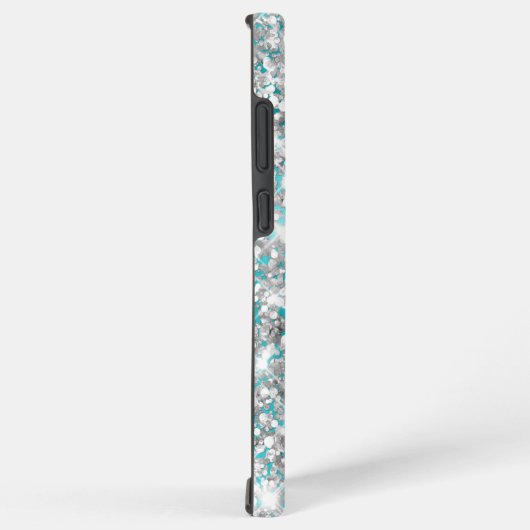 Silver Glitzer Turquoise Blue Girly Signature Samsung Galaxy Hülle (Rechte Seite)
