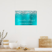 Silver Glitzer Turquoise Blue Online Store Poster (Küche)