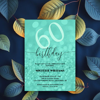 Silver Glitzer Turquoise Calligraphy Geburtstag Einladung